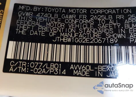 2014 Lexus Es 300H из США, поврежденный, VIN JTHBW1GG2E2067189